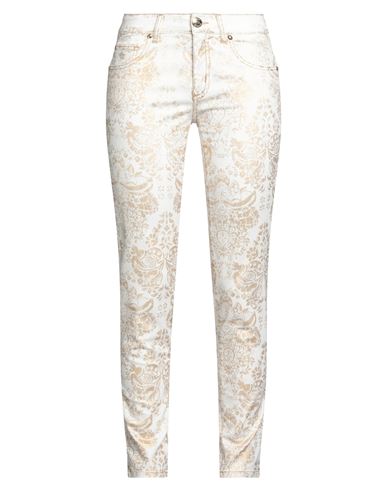 Angelo Marani Woman Pants Ivory Size 14 Cotton, Polyamide, Elastane In White