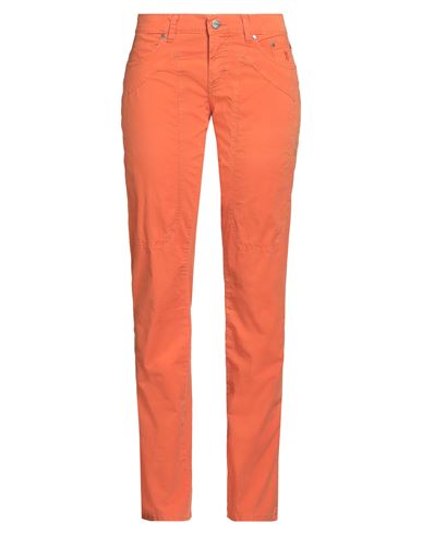 Woman Pants Orange Size 31 Cotton, Elastane