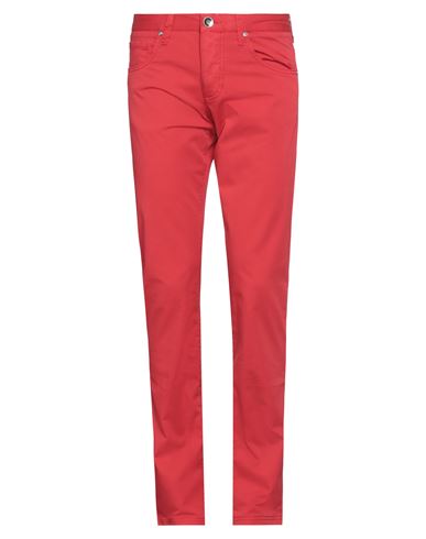 Man Pants Red Size 29 Cotton, Elastane