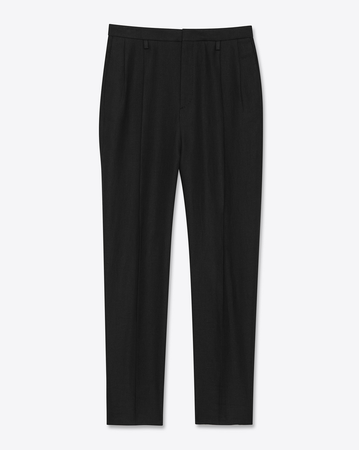 Saint Laurent Classic Boyfriend Trouser In Black Linen Twill | YSL.com