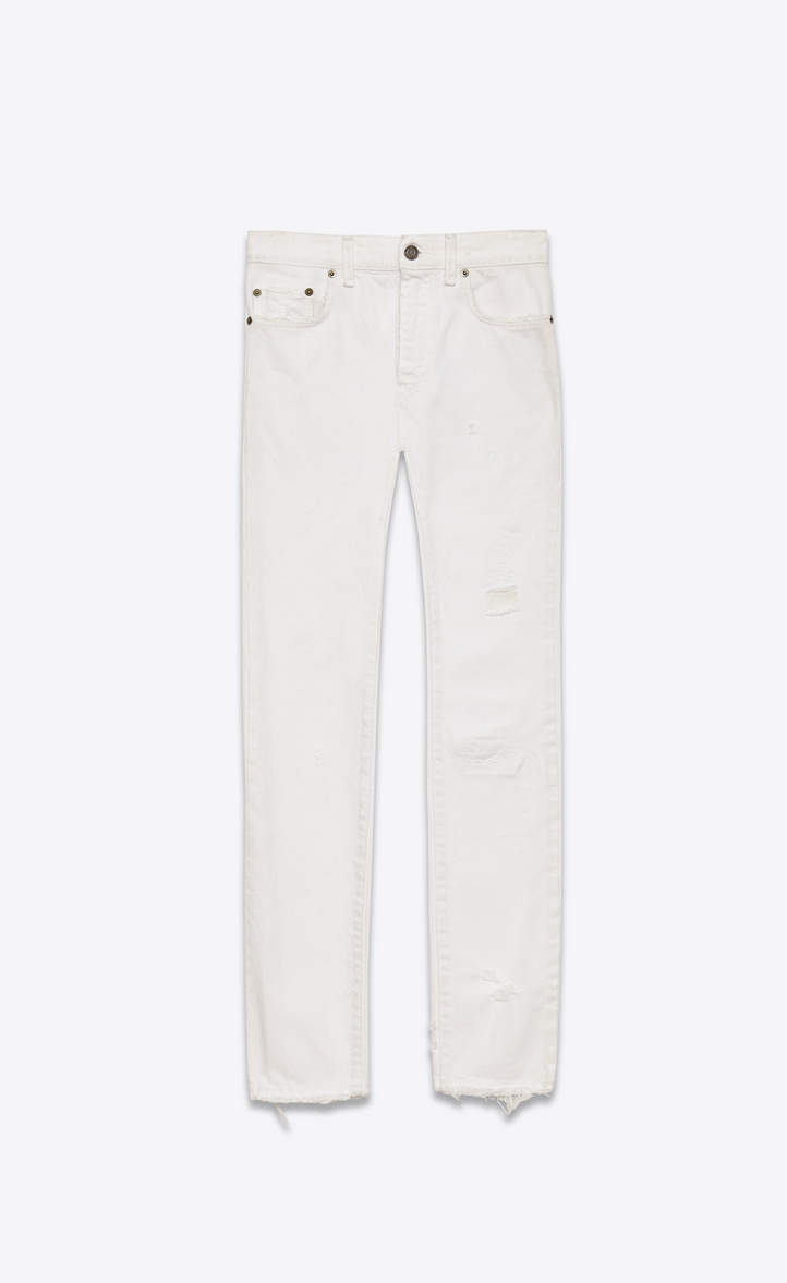 Saint Laurent Original Mid Waisted Skinny Jean In White Denim | YSL.com