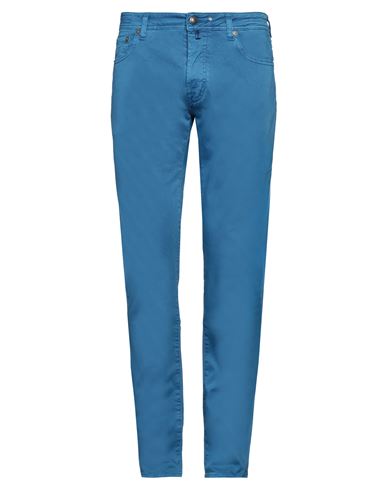 Shop Jacob Cohёn Man Pants Azure Size 38 Cotton, Elastane In Blue