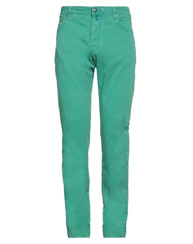 Shop Jacob Cohёn Man Pants Emerald Green Size 33 Cotton, Elastane