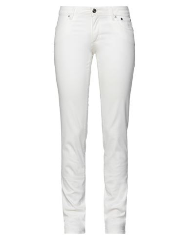 Woman Pants White Size 27 Cotton, Elastane