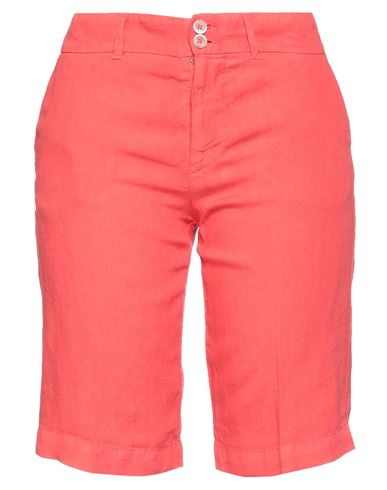 120% Lino Woman Shorts & Bermuda Shorts Orange Size 2 Linen