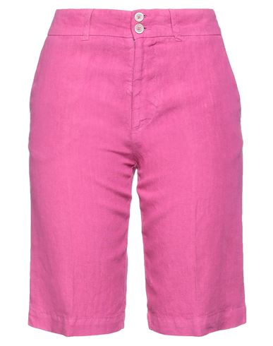 120% Lino Woman Shorts & Bermuda Shorts Magenta Size 8 Linen
