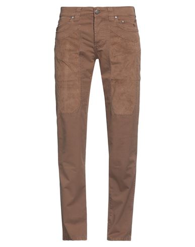 Man Pants Brown Size 38 Cotton, Elastane, Polyurethane, Polyester