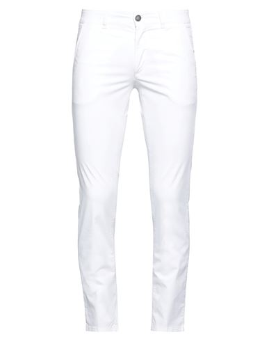 Man Pants White Size 40 Cotton, Elastane