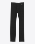SAINT LAURENT Slim fit U Jean slim taille basse brodé noir effet usé f