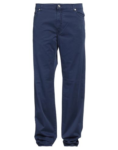 Man Pants Navy blue Size 42 Cotton, Elastane