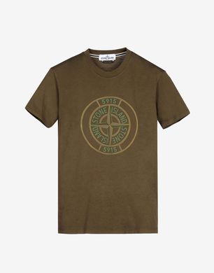 Stone island khaki t on sale shirt