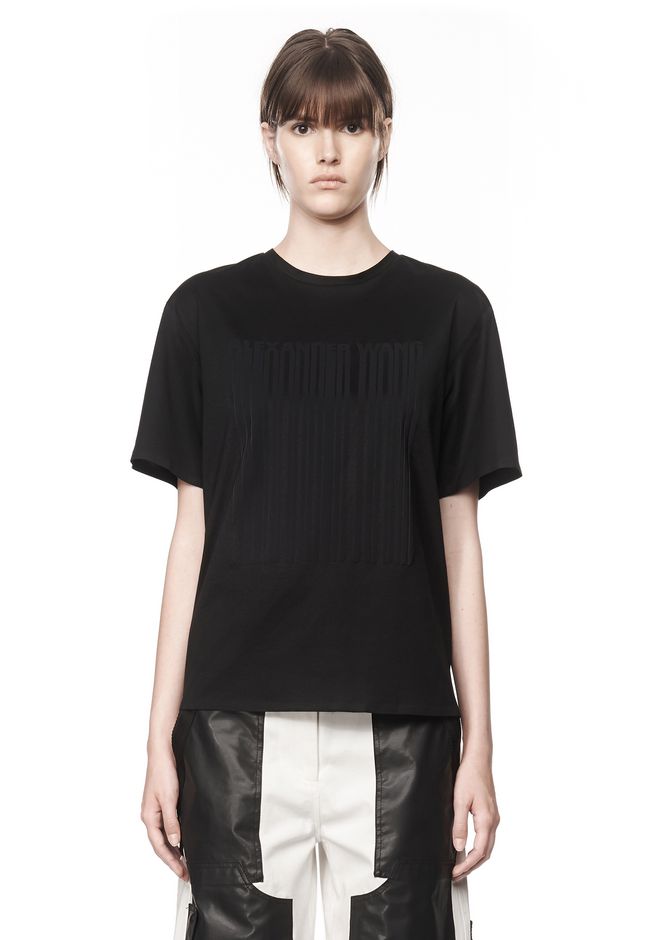 t shirt with barcode logo | tops | alexander wang official site