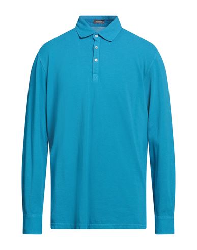 Rossopuro Man Polo Shirt Azure Size 3 Cotton In Blue