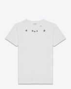 SAINT LAURENT T-Shirt & Jersey U Kurzärmeliges T-Shirt aus schwarzem und elfenbeinfarbenem Baumwolljersey mit Sternenprint f