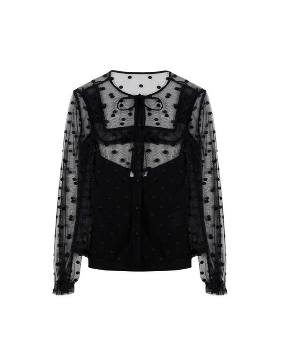 REDValentino Polka Dot Embroidered Tulle Top - Shirt for Women ...
