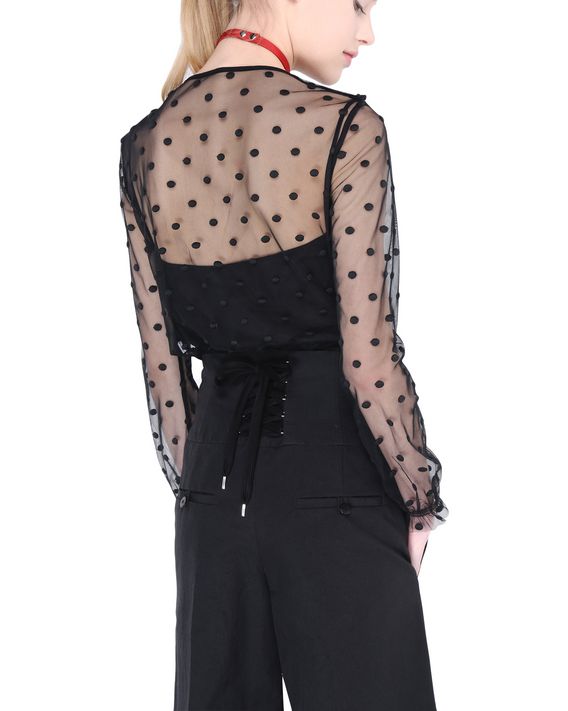 REDValentino Polka Dot Embroidered Tulle Top - Shirt for Women ...