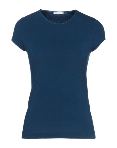 Woman T-shirt Blue Size XL Cotton, Elastane