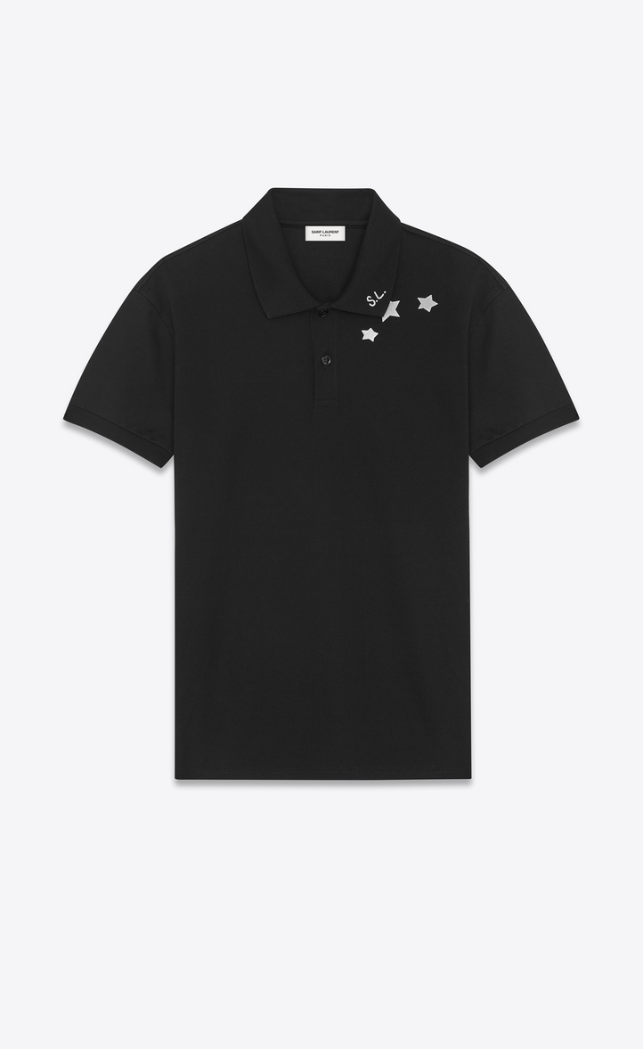 ‎Saint Laurent ‎Classic Polo Shirt In Black And White Star Printed ...