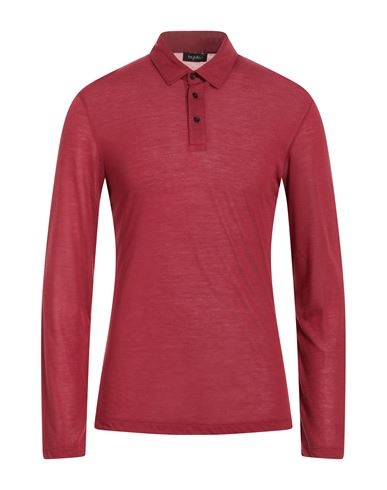 Man Polo shirt Brick red Size S Polyester, Viscose