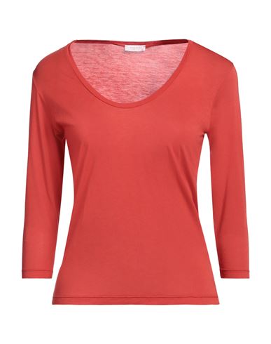 Shop Rossopuro Woman T-shirt Tomato Red Size L Modal, Polyamide