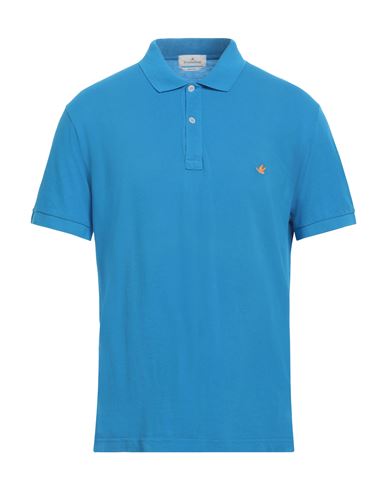 Brooksfield Man Polo shirt Azure Size 44 Cotton