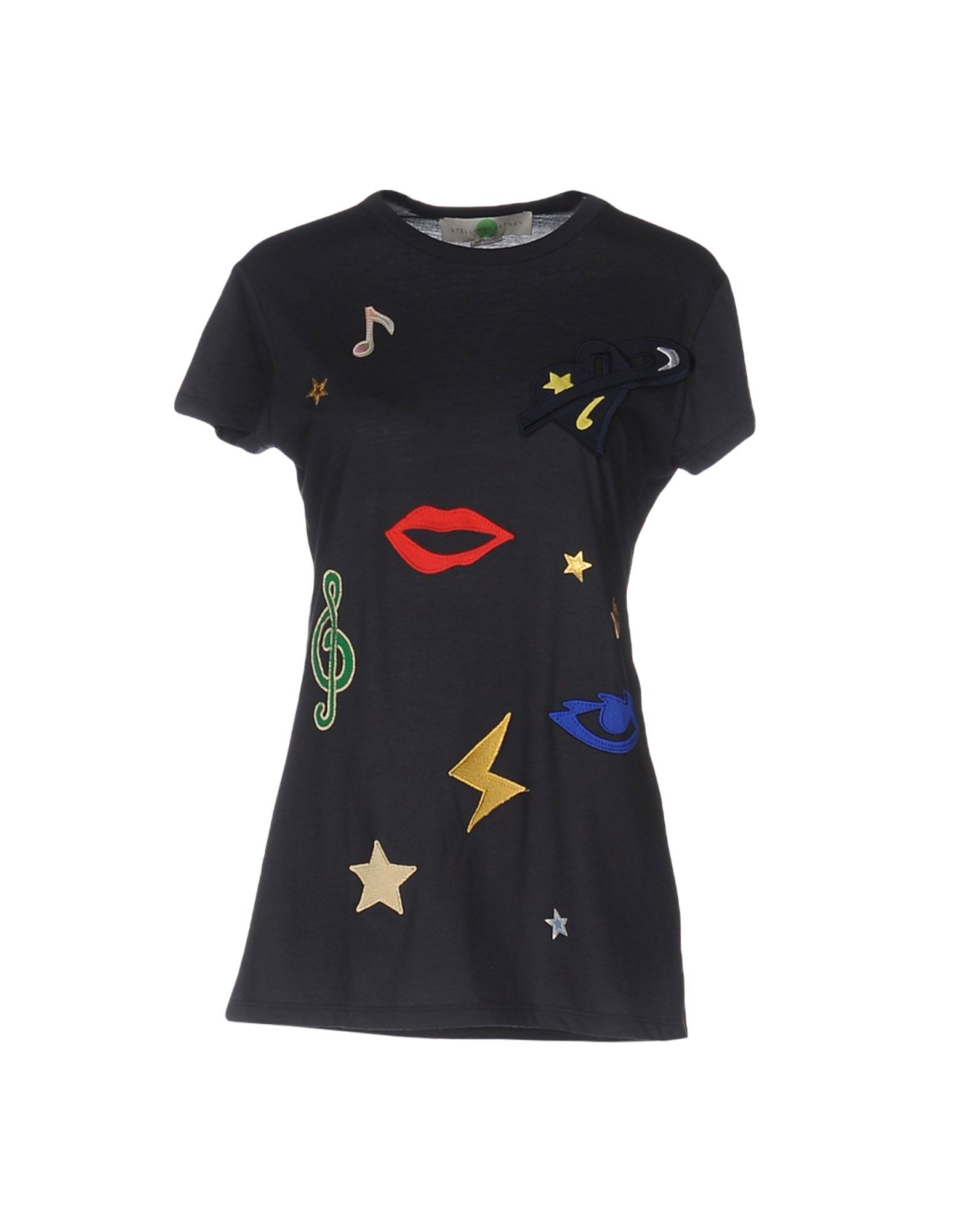 《セール開催中》STELLA McCARTNEY レディース T シャツ ダークブルー 36 コットン 100% / ポリウレタン / ポリエステル / レーヨン / シルク