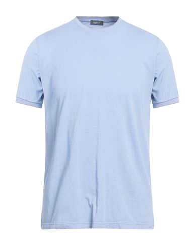Man T-shirt Sky blue Size 3 Cotton