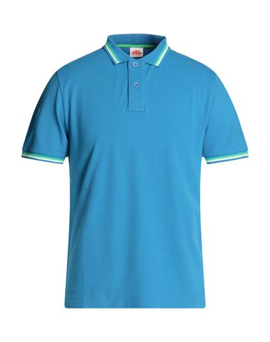Sundek Man Polo Shirt Azure Size L Cotton, Elastane In Blue