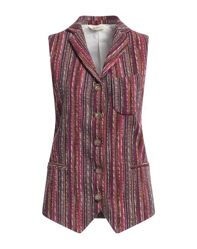Woman Tailored Vest Burgundy Size 6 Acrylic, Polyester, Cotton, Elastane