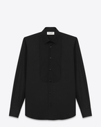 Saint Laurent Pique Plastron Yves Collar Shirt In Black Cotton Poplin ...