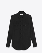 SAINT LAURENT Western Shirts D YSL 70s Western Shirt in Black Rinse Lyocell Twill f
