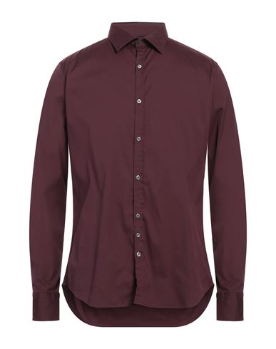 Aglini Man Shirt Deep Purple Size 15 ½ Cotton, Polyamide, Elastane