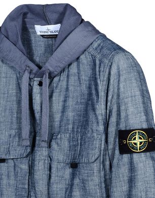 stone island hooded overshirt black