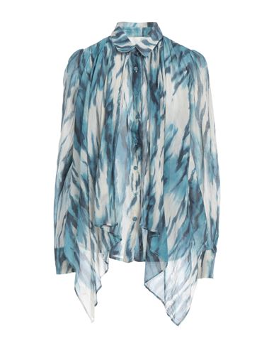 Plein Sud Woman Shirt Slate Blue Size 8 Cotton, Silk