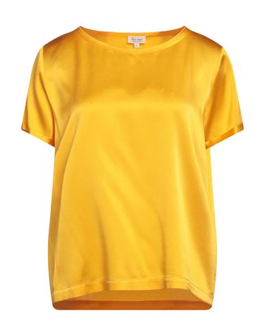 Her Shirt Her Dress Woman Blouse Ocher Size M Silk, Lycra In Yellow