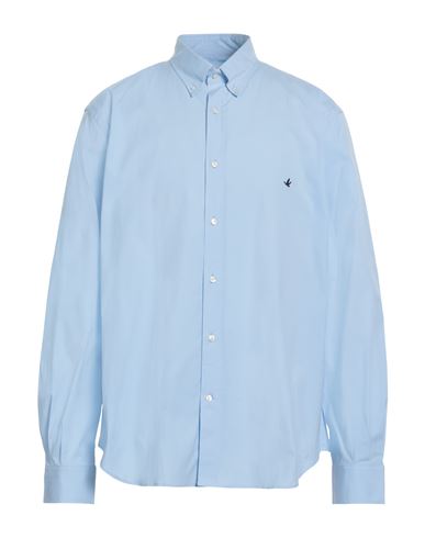 Shop Brooksfield Man Shirt Light Blue Size 17 ¾ Cotton, Elastane