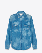 SAINT LAURENT Chemise Western U Chemise western réparée en denim décoloré bleu moyen f