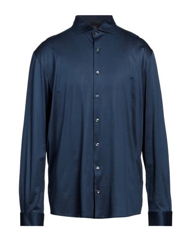 Barba Napoli Man Shirt Navy Blue Size 48 Cotton