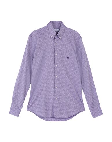 Shop Etro Man Shirt Lilac Size 14 ½ Cotton In Purple