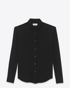 SAINT LAURENT Classic Shirts D classic snap front shirt in black silk crepe f