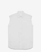 SAINT LAURENT Casual Shirts U White Cotton Voile Sleeveless Shirt f