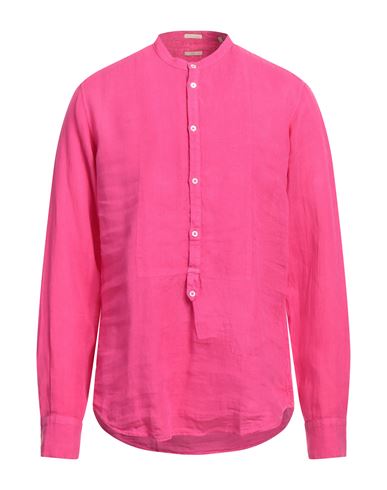 Massimo Alba Man Shirt Fuchsia Size M Linen In Pink