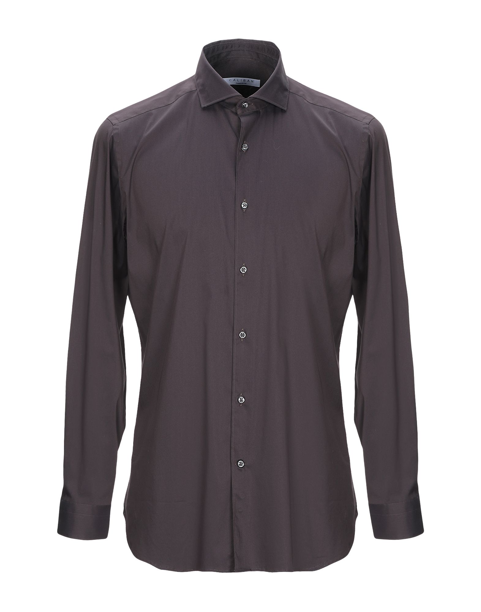 Caliban Solid Color Shirt In Dark Brown