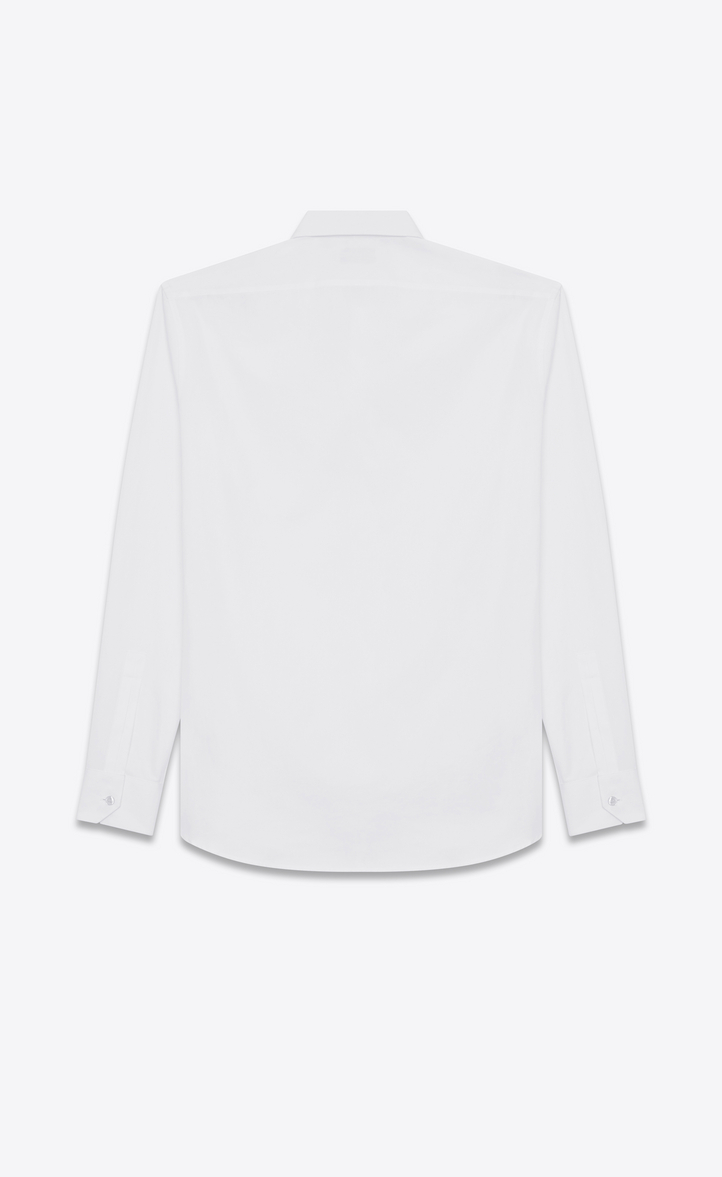 Saint Laurent YVES Collar Embroidered Shirt In White Washed Cotton ...