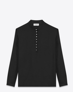 SAINT LAURENT Chemises Casual U Tunique à col droit en sergé de viscose noir f