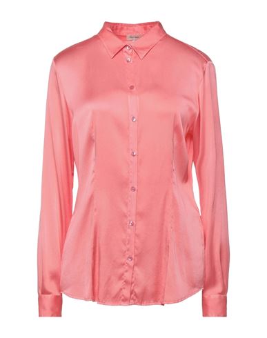 Her Shirt Her Dress Woman Shirt Salmon pink Size L Silk, Lycra
