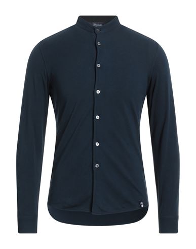 Shop Drumohr Man Shirt Navy Blue Size S Cotton