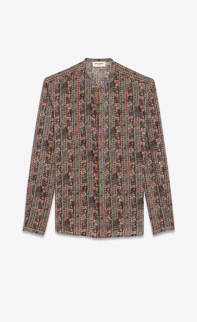 SAINT LAURENT Casual Shirts Man shirt with tunisian collar in multicolored crepe de chine a_V4
