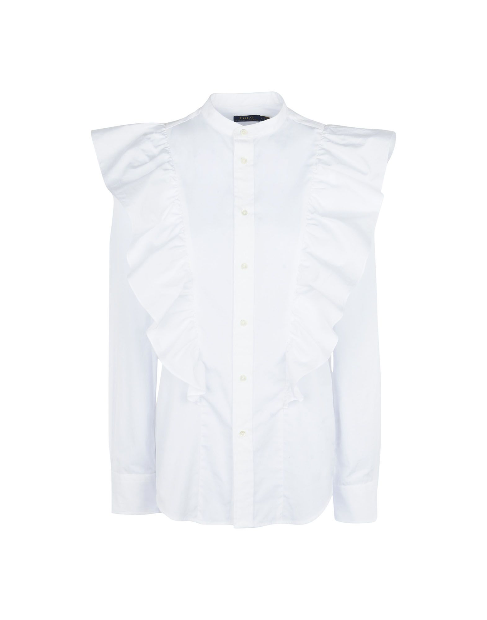 《セール開催中》POLO RALPH LAUREN レディース シャツ ホワイト 4 コットン 100% Ruffle Relaxed Shirt
