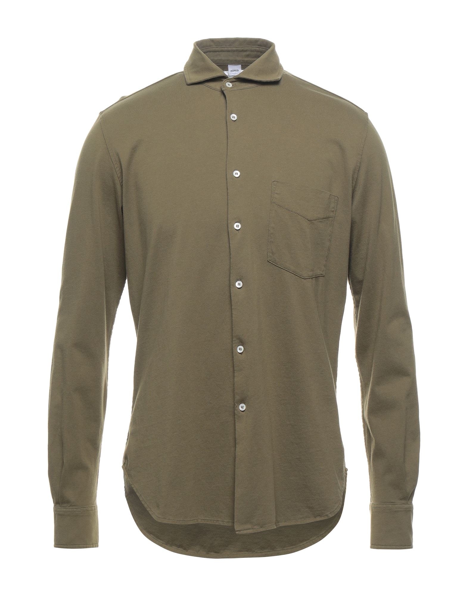 Shop Aspesi Man Shirt Military Green Size S Cotton